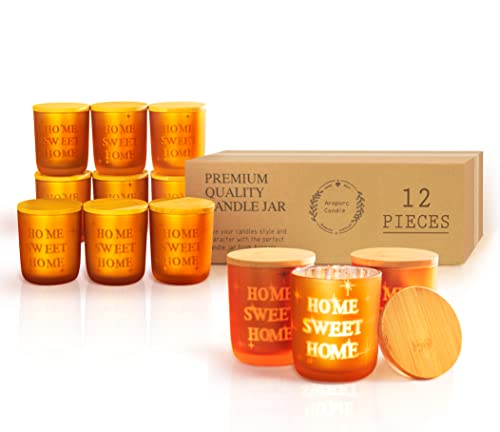 Kerzengläser für die Kerzenherstellung mit Deckel - Home Sweet Home - Weihnachtsglas-Kerzenbehälter, Becherglas für die Herstellung von Kerzendosen, Kerzenherstellung, Zubehör - 12 Packungen 10 oz Cover