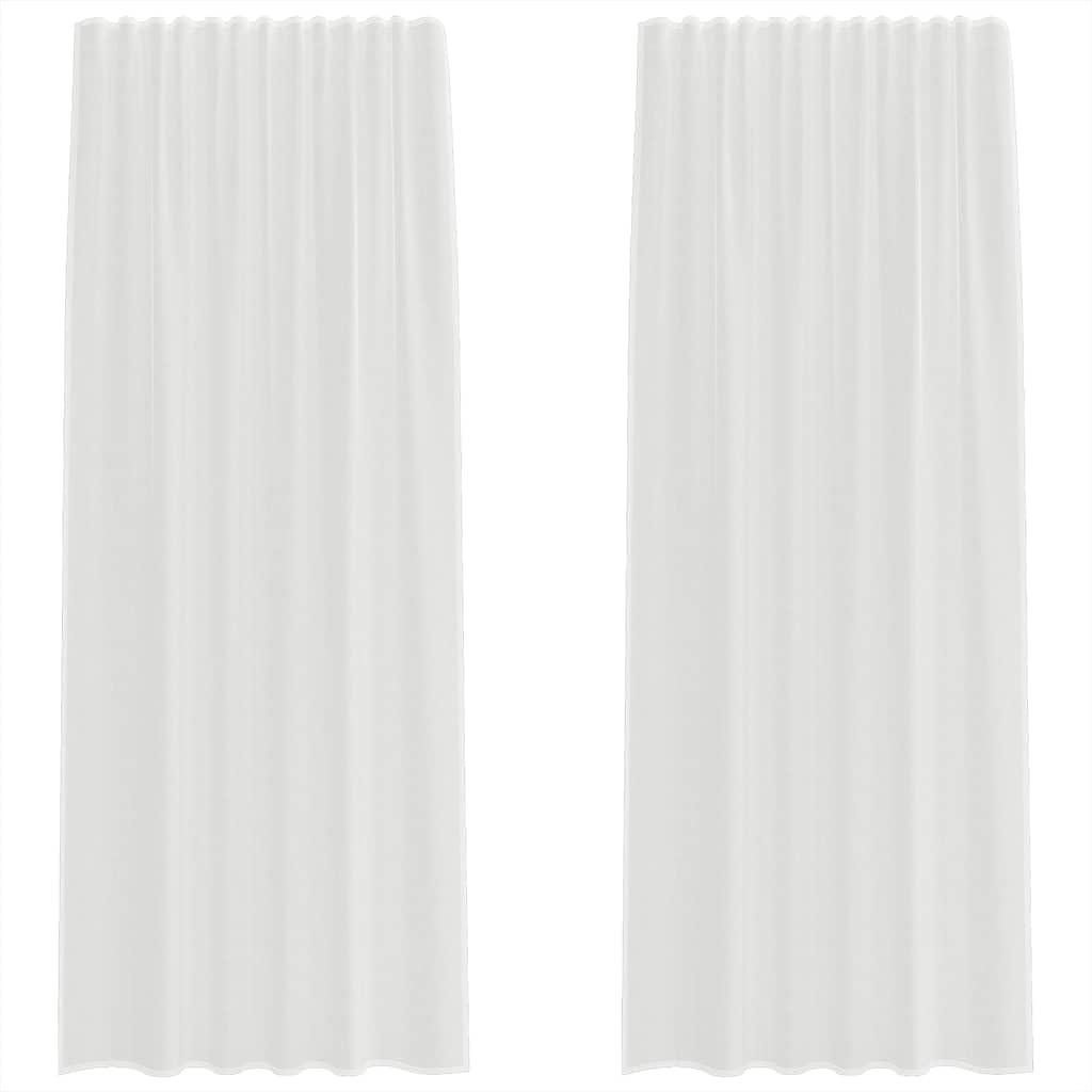 Rideau semi-transparent blanc lot de 2 voilages légers anti-regards