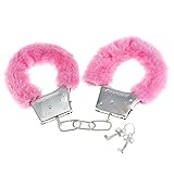 LIWEIKE Soft Steel Fuzzy Furry Cuffs Working Metal Handcuffs (Pink)