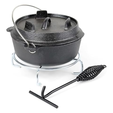 WilTec 3L Cast Iron Dutch Oven Cover