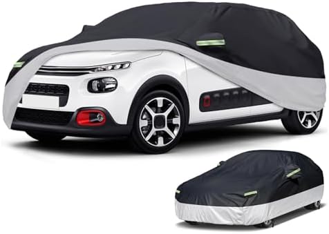 NEVERLAND Sedan Car Cover Waterproof All Weather,Car Cover Fit Sedan 185″-196″ Windproof Dustproof UV Protection Scratch Resistant Indoor Outdoor Full Exterior Covers Black