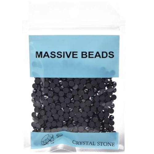 Image of 1000 Pieces Hot Fix Glass Flatback Rhinestones HotFix Round Crystal Gems (Jet Black, SS20)