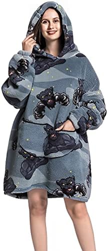 Hands DIY Hoodie Blanket Oversized Wearable Hooded Blanket Sweatshirt with Sleeves and Pocket Warm Comfortable Hoodie Blanket for Women Men One Size All