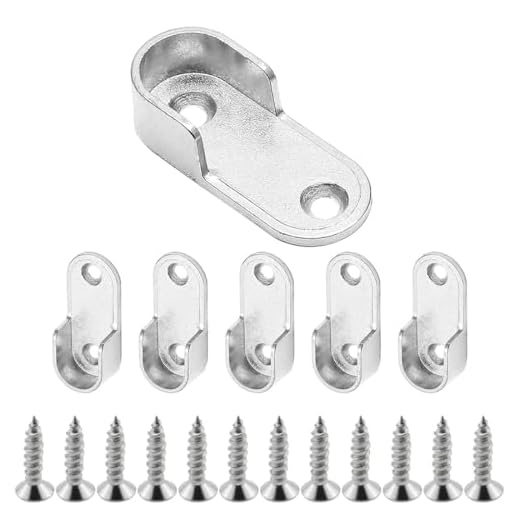 JEYORZY Soporte Barra Armario Ovalado Plateado, 6 Unidades con 12 Tornillos, Recubrimiento Brillante Doble Capa, Ideal para Armarios y Organizadores de Almacenamiento