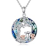 YONFQE Collar con colgante de elefante para mujer, plata de ley 925, elefantes, familia, día de la madre, regalos para mujeres, mamá, abuela, esposa, tía