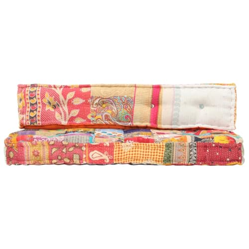 Cojín para sofá de palé patchwork de 120x80x39 cm y estilo futón acolchado 5