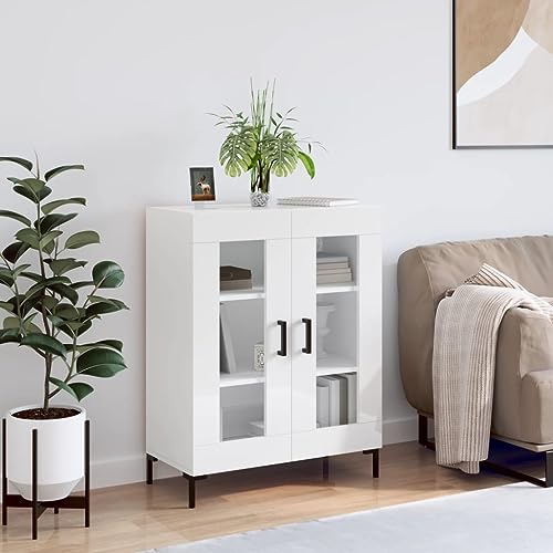 Lalfkkii Aparador moderno tipo buffet para recibidor, decoración de interiores, armario portaobjetos para salón, dormitorio u oficina, diseño sencillo y práctico, blanco brillante, 69,5 x 34 x 90 cm