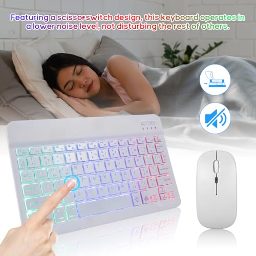 Teclado y ratón inalámbrico multidispositivo 10 pulgadas recargable USB 5