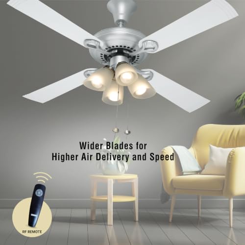 Image of USHA Fontana Lotus 1230mm BLDC Ceiling Fan with Decorative Lights|BEE 5 Star Rated|100% Copper Motor |RF Remote, High Air Delivery|3Y Motor & 2YPCB Warranty|(Golden Ivory) Pack of 1|Free Installation