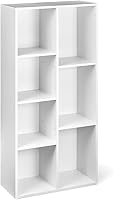 Amazon Basics 7-Cube White Bookcase Organizer - Sturdy Storage Shelf for Home Office, Easy Assembly, 9.25"D x 19.49"W x 41.73"H