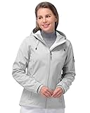 33,000ft Softshelljacke Damen Wasserdichte Atmungsaktive Warme Winterjacke Fleece Übergangsjacke Winddichte Funktionsjacke mit Kapuze Hellgrau M