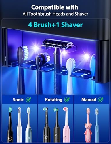 Smart Toothbrush Holder for Bathroom, Automatic Wall Mounted Organizer Black - image 4