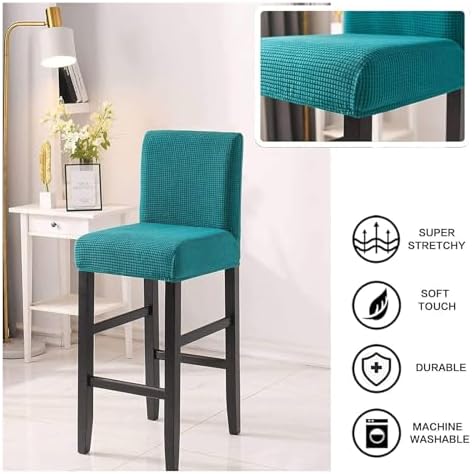 Stretch Barstool Covers - Removable & Washable Pub Chair Slipcovers for Counter Stools - 2 Pack Dining Chair Protector - Elastic Fit, Durable Fabric, Easy Care