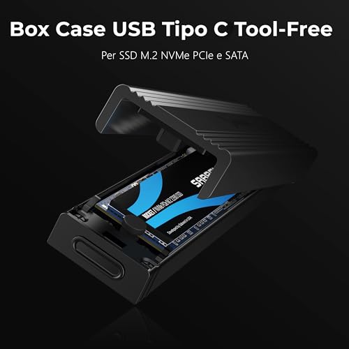 Case SSD M2 NVMe, USB 3.2 Gen 2 10Gbps Type C, Esterno Enclosure, Adattatore M-Key, M più B Key per M.2 PCIe SATA SSDs (EC-SNVE) - Hdd - Immagine 1
