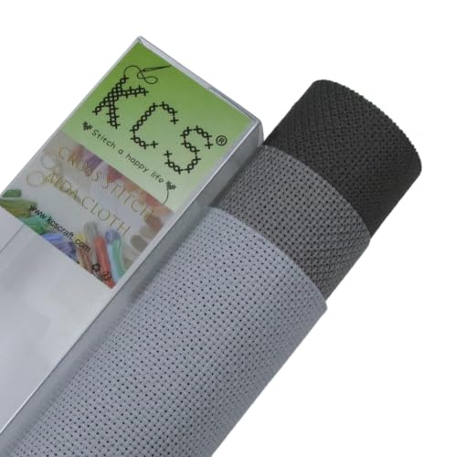 Image of KCS 3 pc of 15 inch x 18 inch(38cmx45cm) 18 Count Cross Stitch Cotton Aida Cloth Needlework Rolled Fabric Box,18CT,Light Grey+Medium Grey+Dark Grey