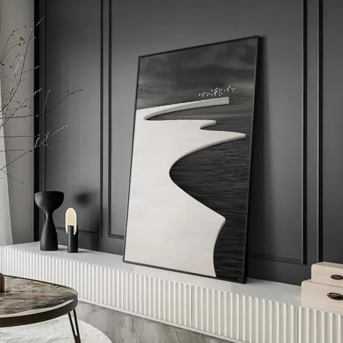 Toile d'art de glacier noir et blanc pour sublimer votre mur de salon minimaliste