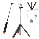 4 in 1 Selfie Stick Floating Hand Grip Tripod for Most Action Camera - As Waterproof Extendable Selfie Stick Monopod Pole Floating Hand Grip Tripod Stand, Black & Orange