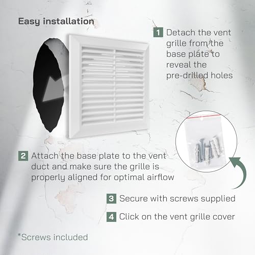 Couvercle d'aération à persiennes blanches 150 mm pour gaine de ventilation murale