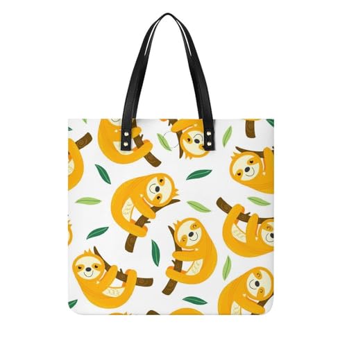 Sac shopping paresseux brun pour femmes - grand tote bag de voyage en tissu 39x39cm