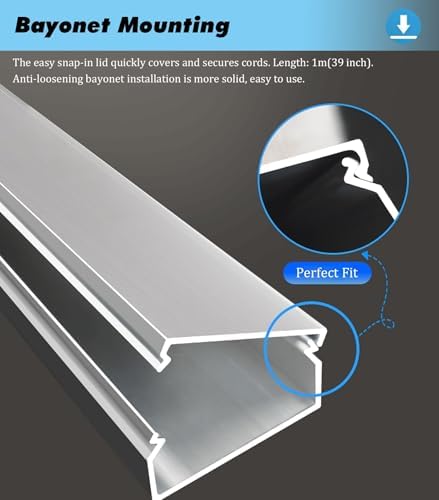 Miniatura 5 de Cable Nizer Raceway - Metal Wire Protector Channel for WallFloor Mounting, Non-Slip Electric Cord Shielding, Safe Cable Management for Home & Office