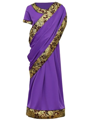 renvena Indian Girls Traditional Sari Halloween Kids Embroidery Bollywood Princess Ethnic Fancy Dress