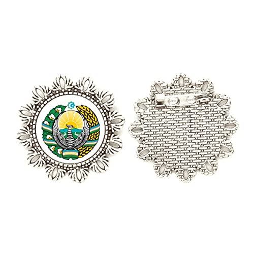 Broche de plata de Uzbekistán insignia nacional mediana joyería de Asia Central