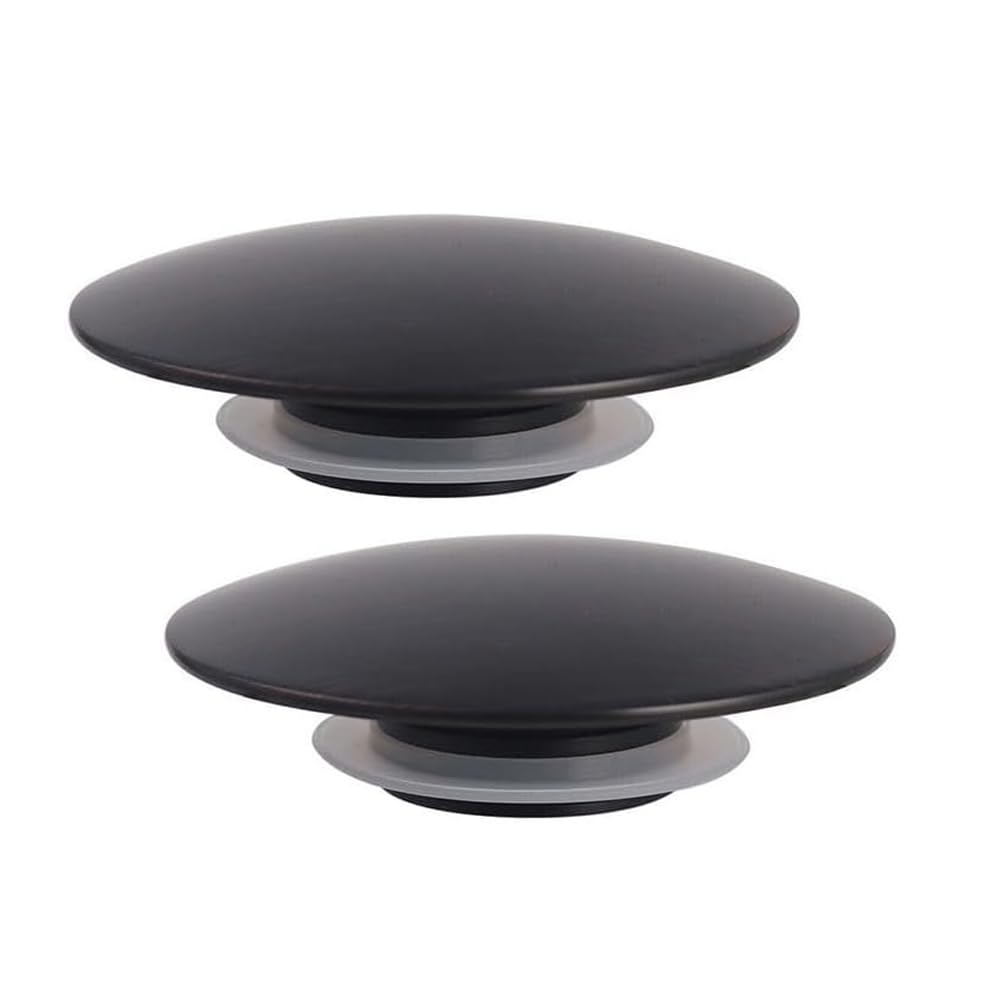 Basin Waste Sink Plug, 66mm Black Matte Basin Waste Pop up Bathroom Sink Drain Plug Stopper Replacement Part for Kitchen or Bathroom Basins (2)