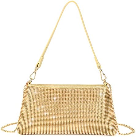 Valleycomfy Bling Evening Clutch Bag for Women Lady Girl Bride Rhinestone Purse For Prom Cocktail Party Wedding Engagement, Gold