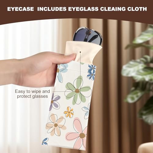 Image of Anikathy 2Pcs Sunglass Eyeglass Glasses Case Soft PU Leather with Cleaning Cloth Portable Glasses Pouch Bag for Men Women