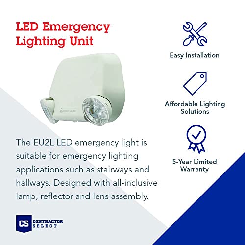 Image of Lithonia Lighting Basics Low Profile Emergency Light, LED Emergency Lights for Business, Ceiling or Wall mount, White Thermoplastic, 120 /277V Dual Voltage, Remote Capacity (EU2L REM M12)