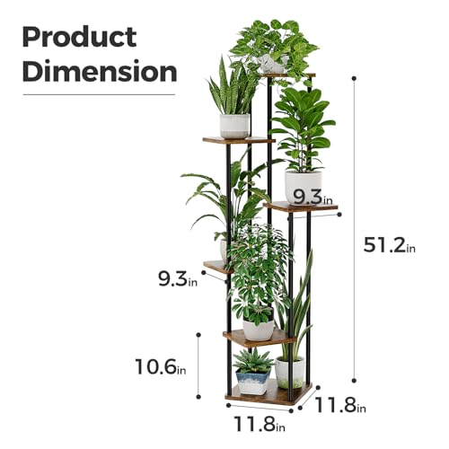 Image of Bamworld Tall Plant Stand Indoor Corner Plant Shelf for Multiple Plants