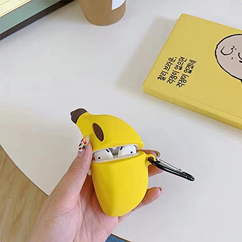 Moloppo Case For Airpods 1&2, Cute And Fun Simulation Banana Soft Silicone Non-Slip Anti-Fall With Keychain For Women Girls Teens #TOP1
