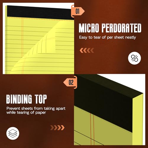 Image of Yellow Legal Pads 8.5 x 11 Note Pads, 3 Pack Yellow Legal Notepads 8.5 x 11 | Wide Ruled Writing Paper Pads, Perforated Legal Note Pad 30 Sheets Per Lined Paper Yellow Notepad for Taking Notes, Reminders