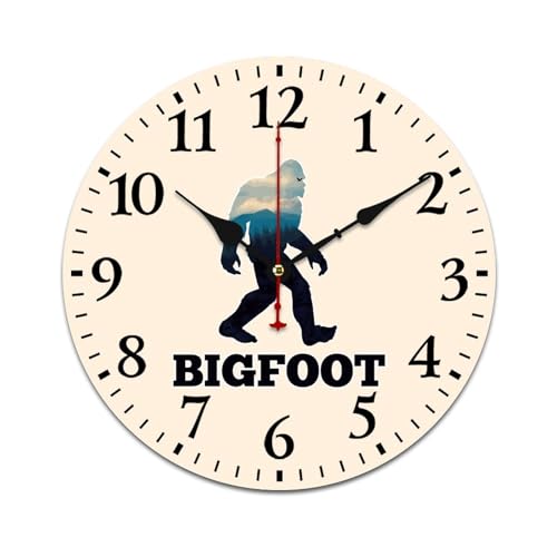 Bigfoot Wood Wall Clock Silent Non-Ticking Battery Operated Decorative Clock for Living Room Kitchen 40 * 40cm