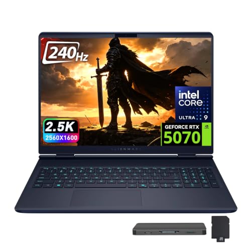 Image of Dell Alienware 16X Aurora 16 inch WQXGA 240Hz Gaming Laptop, Intel Ultra 9 275HX, GeForce RTX 5070, 32GB DDR5, 3TB Storage(2TB SSD+1TB Docking Station), Backlit Keyboard, Win 11, Interstellar Indigo