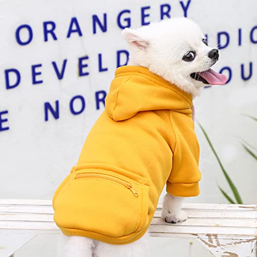 PETCARE Small Dog Hoodie Cat Sweater Yellow Warm Soft Fleece Sweatshirts with Pocket Fall Winter Puppy Sweaters Cat… - Image 6