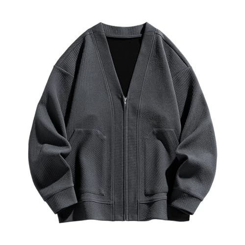 Men’S Side Zipper Half Height Loose Retro Style Turtleneck None Zipper Cardigan Sweater Long Sleeve Knitwear4