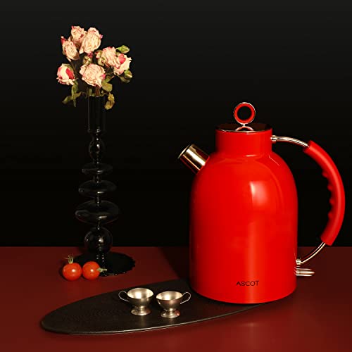 ASCOT Stainless Steel Electric Tea Kettle, 1.7QT, 1500W, BPAFree