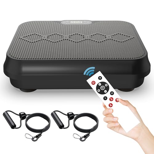 Image of Vibration Plate Machine with Resistance Bands and Remote Control 125 Speed Levels 450LB Capacity Whole Body Oscillating Platform for Home Use