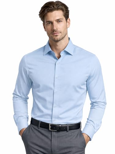 Image of FILO HEVIS Men's Shirt Regular Fit Solid Self-Cord Cotton Blended, Soft Fabric Stylish Formal Wear Man Shirt, Spread Collar Full Sleeves,(Available in Plus Size)