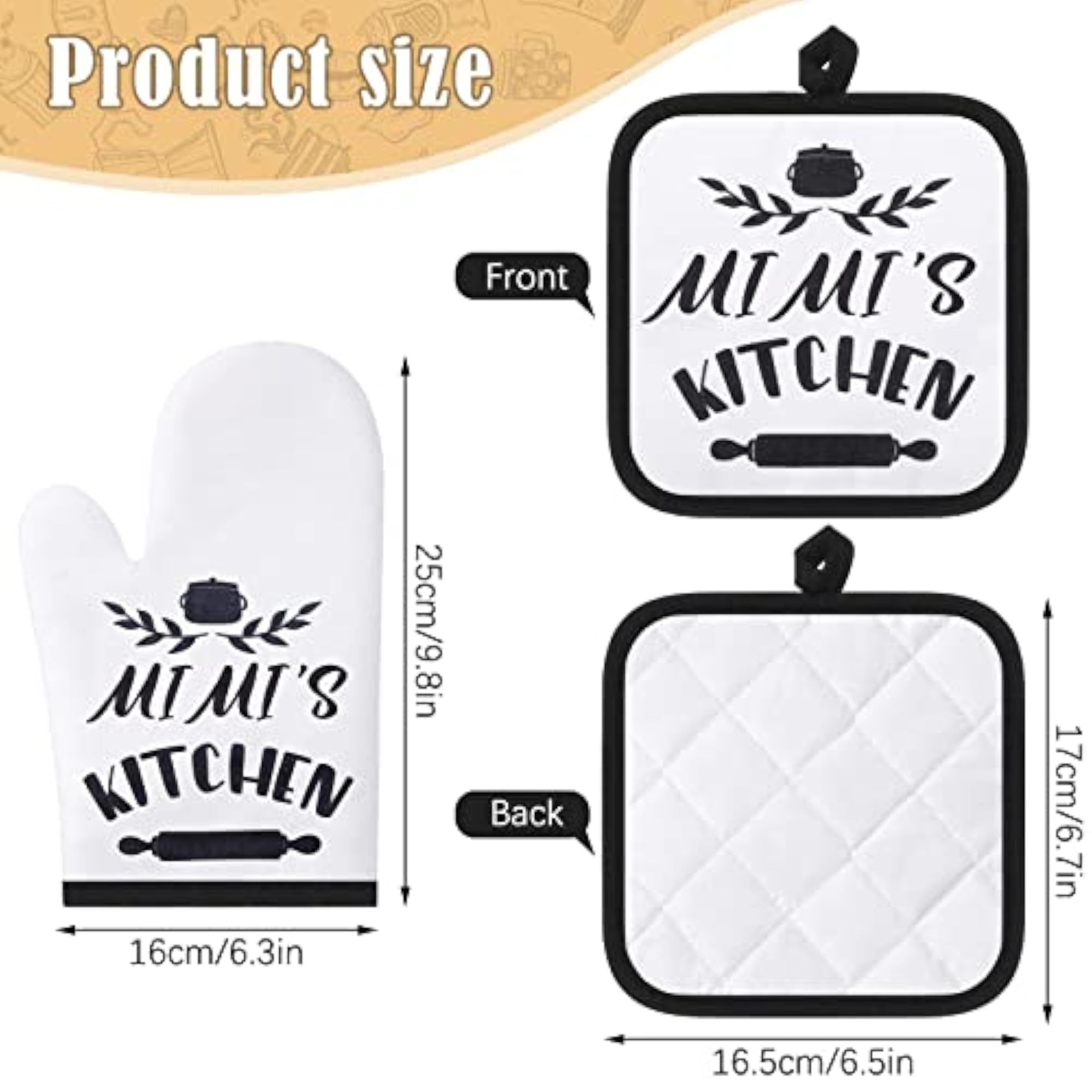 5 Pieces Mimi Kitchen Set, Dish Towels & Oven Pads