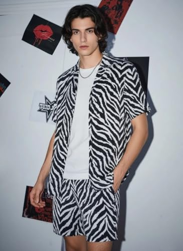 Image of DHRUVI TRENDZ Men Rayon Printed Co-Ord Set | Cord Set | Night Suit | T-Shirt and Shorts Set | Night Dress | Pyjama Set