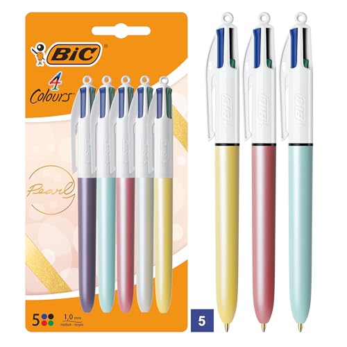 BIC 4 Colours Pearl Multicolor Kugelschreiber, 5er-Pack