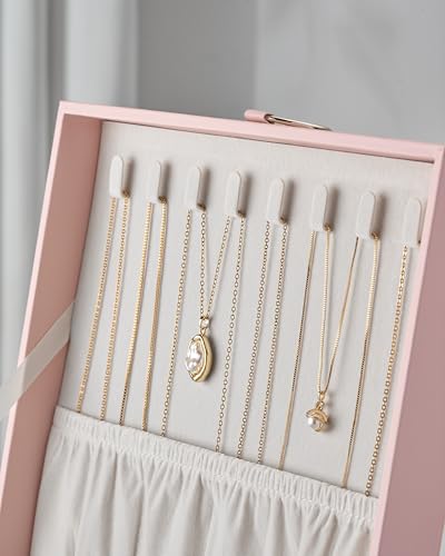 Joyero con asa de anillo pickpiff rosa para evitar enredos de collares 4