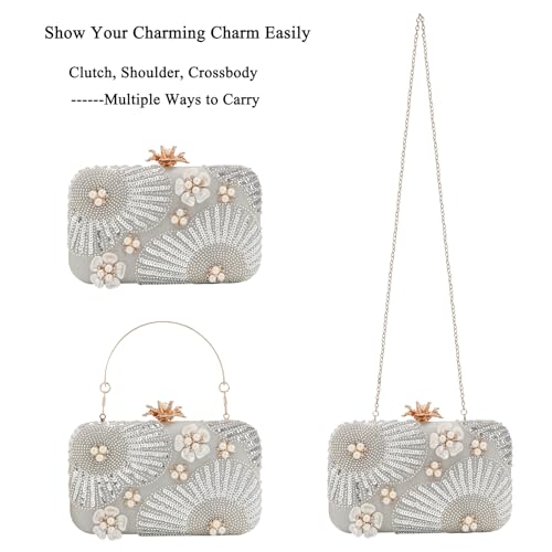 Image of Womens Vintage Floral Embroidery Clutch Evening Handbag Shoulder Bags Purse for Wedding Party Prom