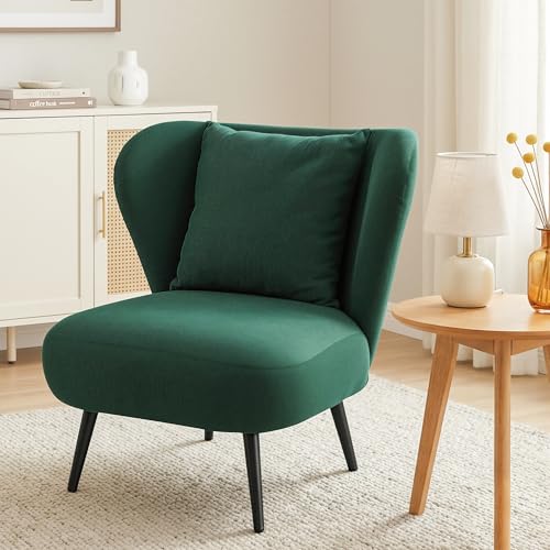 Artiss Armchair Accent Chair, Corduroy Velvet Sofa Couch Chair Powder-Coated Metal Frame - Comfy Lounge Chair for Living Room/Bedroom/Home Office/Study, Green