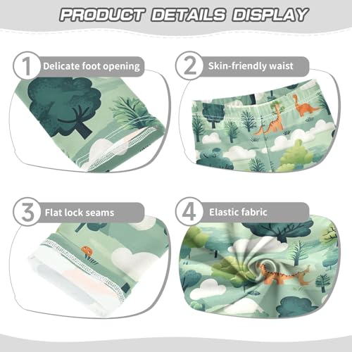 Wusikd Dinosaurs Girls' Leggings Toddler Doodles Clouds Tree Kids Yoga Pants Dance Active Tights 4T3
