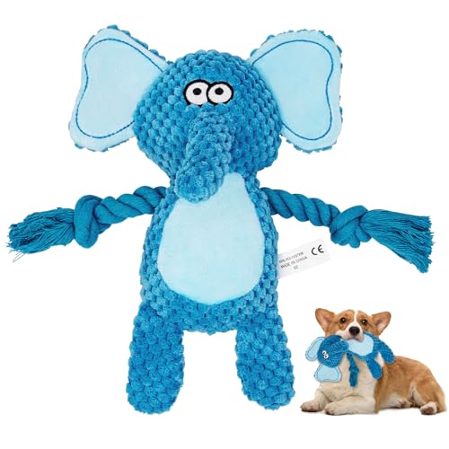 Dog Toys for Puppy, Small, Medium, Large Dogs - Interactive Birthday Gifts, Squeaky Elephant, Chew Rope, Christmas Durable Stuffed Plush for Boredom