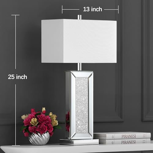 Partphoner STR-DL-0191 Modern Table Lamp Set Of 2 Touch Control, Silver Mirror Diamond Crystal Bedside Lamp thumb #3