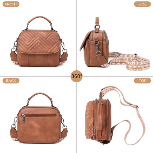 OPAGE Crossbody Bags for Women, Quilted Vegan Leather Women Crossbody Purses Shoulder Handbag with Wide Strap & Top Handle3